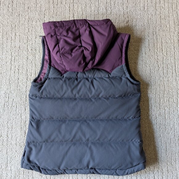 Patagonia Bivy Vest Women's Small 2-tone Smolder Blue & Deep Plum Hooded Puffer - Picture 2 of 7